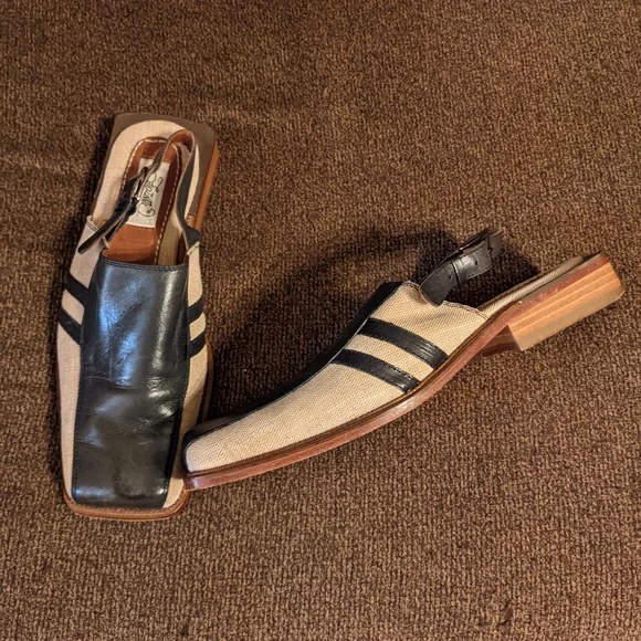 Ultra Miami chic men's linen and leather strap mules by Fratelli - Picture 2 of 11